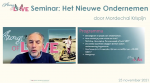 2021 11 25 Het Nieuwe Ondernemen deel 1 Seminar door Mordechai Krispijn