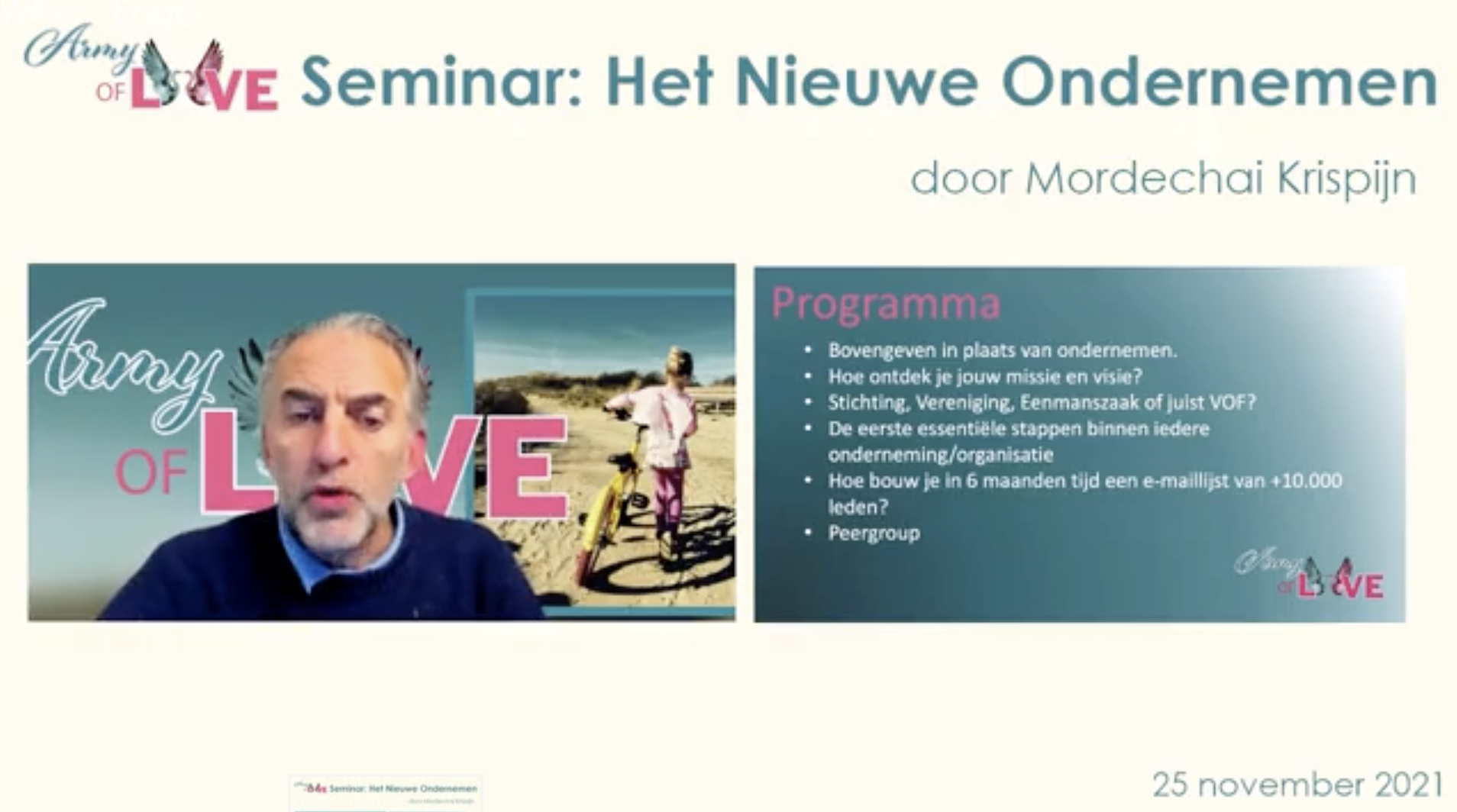 2021 11 25 Het Nieuwe Ondernemen deel 1 Seminar door Mordechai Krispijn